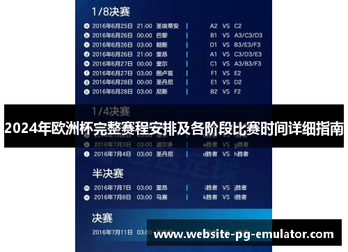 2024年欧洲杯完整赛程安排及各阶段比赛时间详细指南 2024年欧洲杯完整赛程安排及各阶段比赛时间详细指南